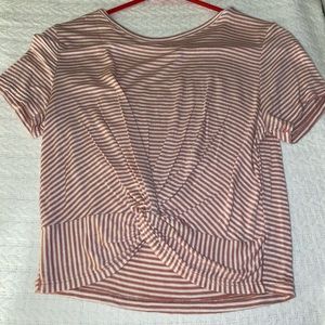pink and white stripe cropped tee